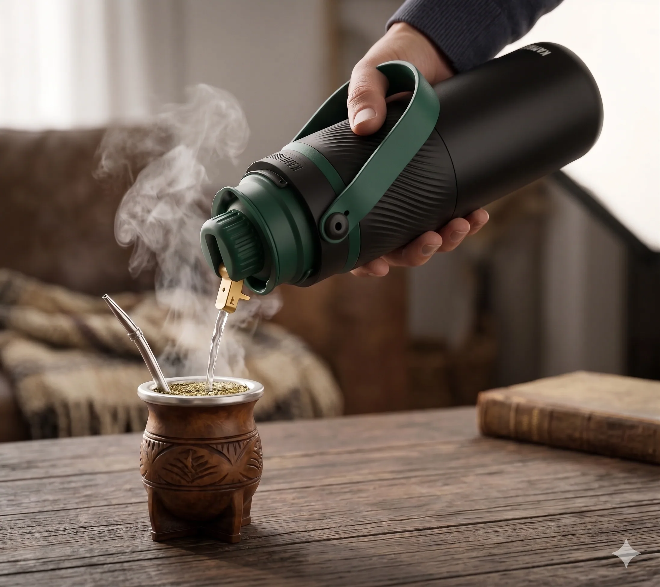 Cebando un mate con Taiga Maté